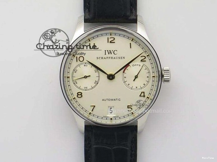 MIROTIME 0108 Portuguese Real PR Real Annual Calendar IW503502 ZF 1:1 Best Edition Black Dial Steel Markers on Black Leather Strap A StreetReady 7134